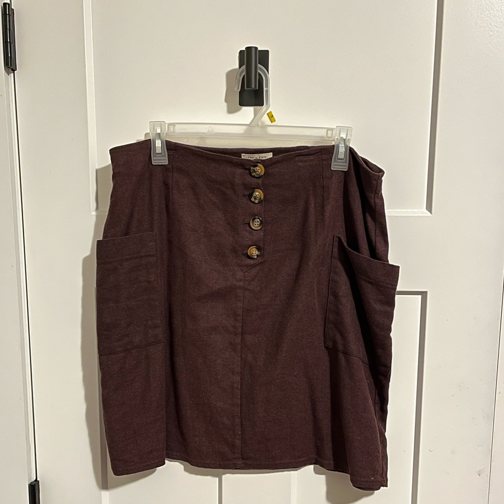 The Rocco Button Front Skirt in Plum by Piper and Scoot